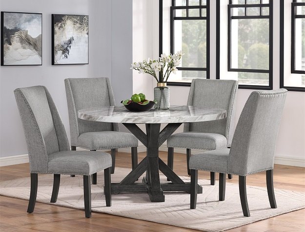 1318-54.jpg 1318-54-5P VANCE ROUND FAUX MARBLE DINING