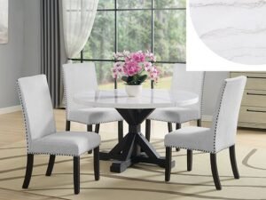 1320RD-5P VARLEY ROUND MARBLE DINING GROUP
