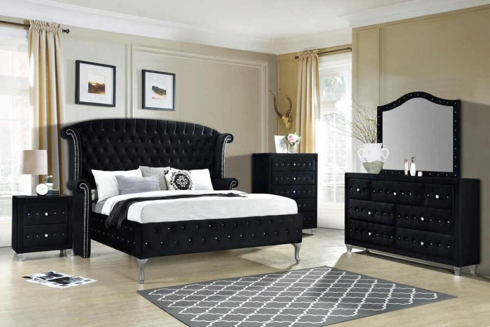 Diamond Palace Black Bedroom Set King