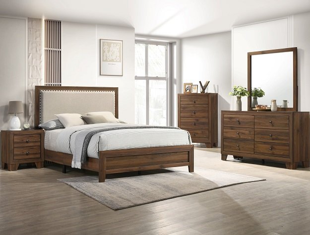 B9255.jpg SETB9255 MILLIE UPHOLSTERED BED GROUP BROWN