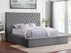 Paris Grey Platform Bed Queen, King