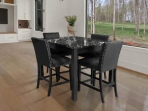 Dior Oynx Black - Pub Table + 4 Chair Set