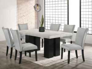 Finland Grey - (GENUINE MARBLE) Table & 6-Chairs