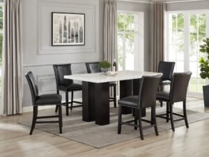 Finley PU - (GENUINE MARBLE) Counter Height Table & 6 Chairs