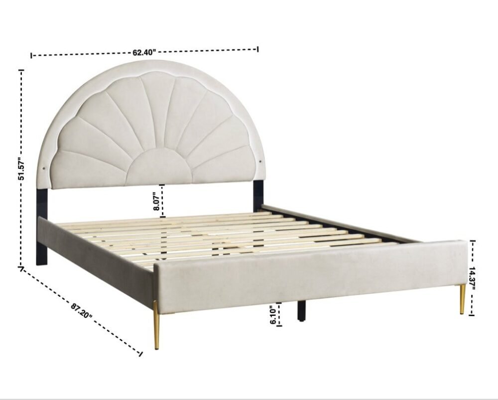 Flora Beige Platform Bed Twin, Full, Queen (LED LIGHTS) **NEW ARRIVAL**