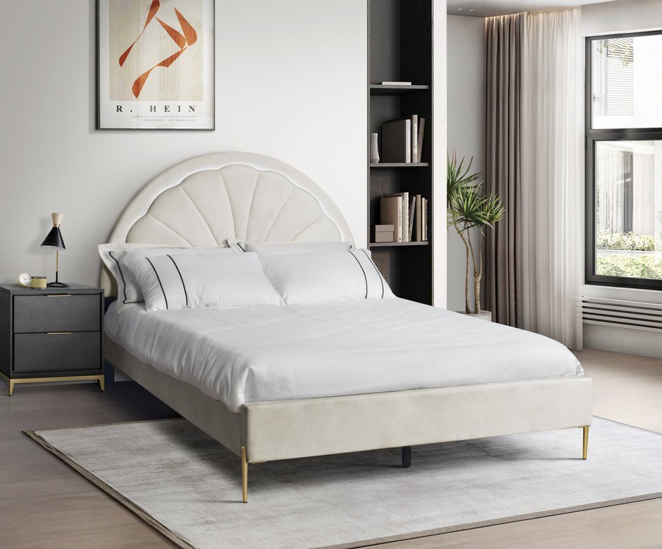 Flora Beige Platform Bed Twin, Full, Queen (LED LIGHTS) **NEW ARRIVAL**