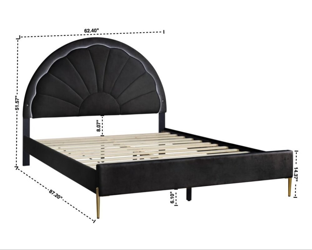 Flora Black Platform Bed Twin, Full, Queen (LED LIGHTS) **NEW ARRIVAL**