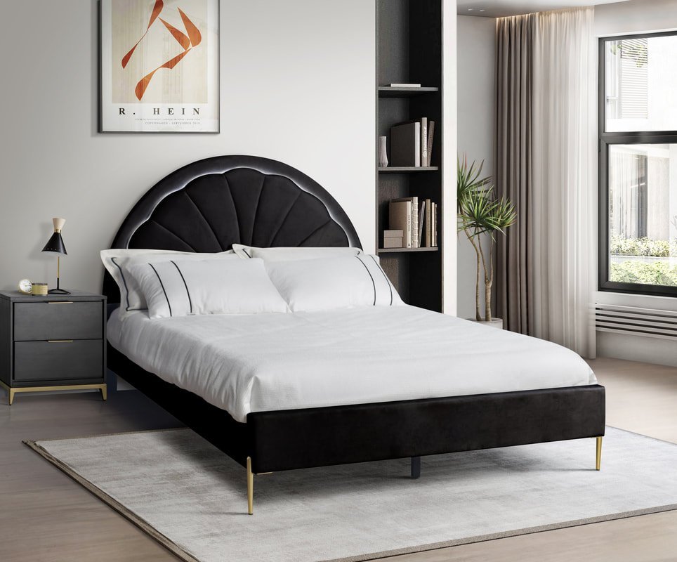 Flora Black Platform Bed Twin, Full, Queen (LED LIGHTS) **NEW ARRIVAL**