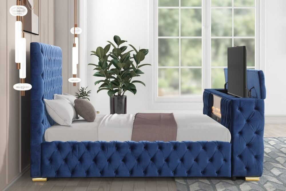 Future Blue Platform Bed -  (King)