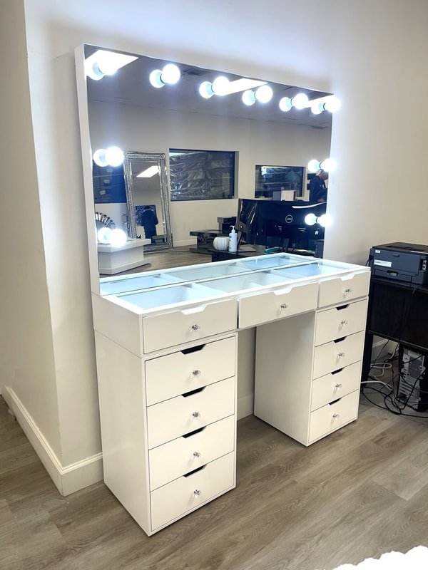 GLAM3- White Frameless Vanity Set