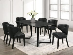 Hamilton ONYX PU Black Dining Table + 6 Chair Set **NEW ARRIVAL**