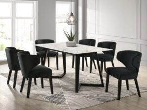Hamilton WHITE Black Dining Table + 6 Chair Set