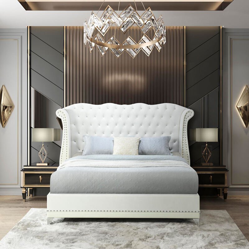Luxor White Platform Bed Queen, King **NEW ARRIVAL**