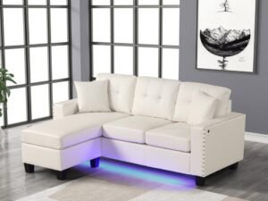 Messi White PU - Reversible Sectional