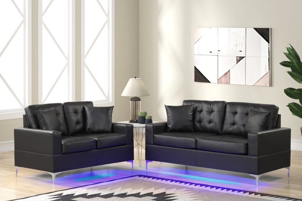 miami-black-1_orig-1-1.jpg Miami Black - Sofa & Loveseat Set (LED LIGHTS)