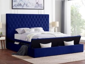 Paris Navy Platform Bed Queen & King