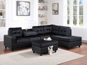 PU9-Heights Reversible Sectional + Ottoman Set