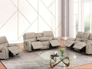 Titan1002-Stone OVERSIZED 3pc Reclining Set