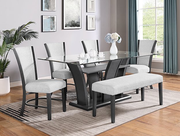 1216DV 1216DVT-6P CAMELIA DOVE DINING GROUP