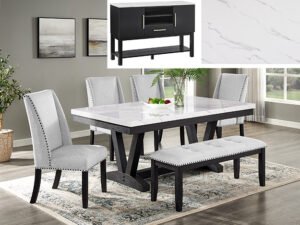 1319-6P-SB VANCE FAUX TBL/WING CHAIRS,BENCH