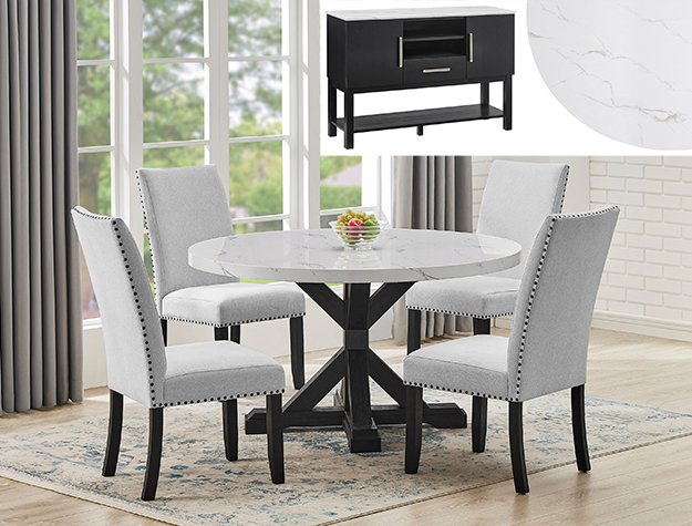 1319RD-1320-SB 1319RD-1320-SB VANCE FAUX ROUND TBL/SIDE CHAIRS