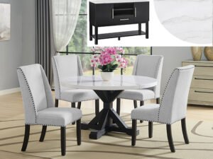 1320RD-1319-SB VARLEY MARBLE ROUND TBL,WING CHAIRS