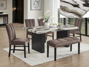 1420-6P VEGA FAUX MARBLE DINING GROUP