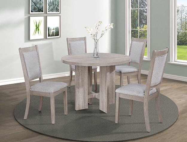 2215DW-SET 2215DW-SET AMARA 5-PK RD DINING SET DRIFT WOOD