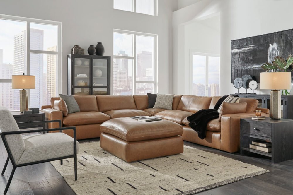 30901-64-46-2-77-65-08-t989-pillow_orig Ashley 309-01 - 5PC Genuine Leather Sectional Set