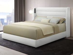 Hero White Platform Bed (w/ Bluetooth Speaker) - Queen, King