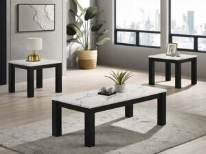 4170SET-WH IVY 3-PK FAUX MBL WHITE CKTL SET