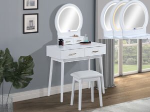 4905SET-WH CECILIA VANITY TABLE & STOOL-WHITE