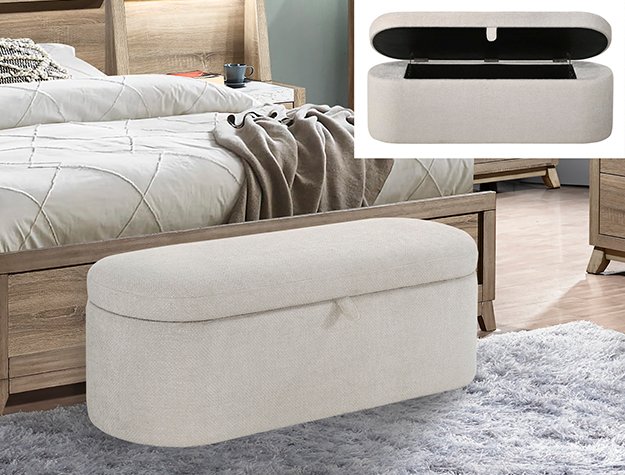 4924OT-BENCH PHILIPA STORAGE BENCH-OATMEAL TWEED