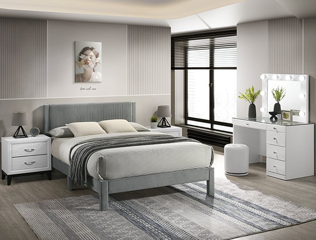 5097LG 5097LG LUCIA BED FRAME LIGHT GRAY