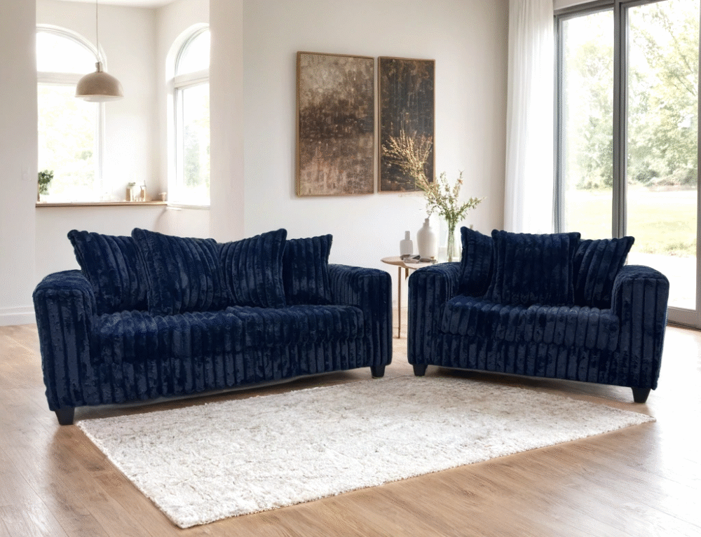 510-2pc-blue-2_orig 510 Navy - Sofa & Loveseat Set