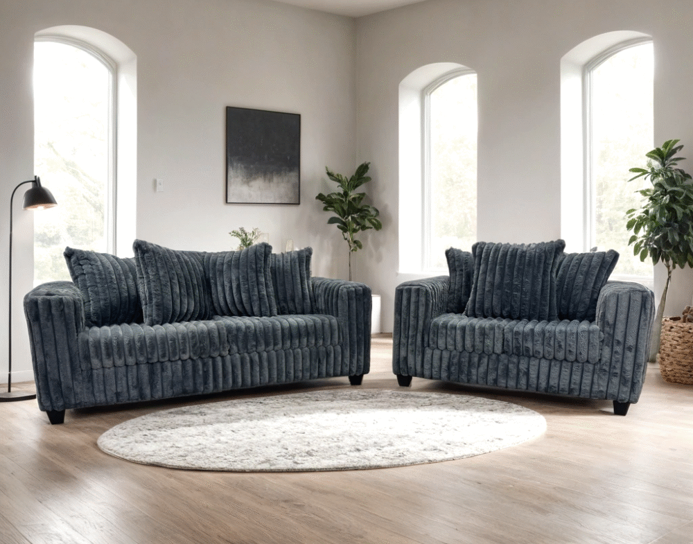 510-charcoal-2pc_orig 510 Charcoal - Sofa & Loveseat Set