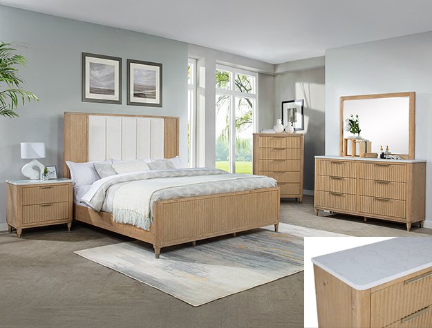 B1450 SETB1450 KARA BEDROOM GROUP -CERUSED NATURAL
