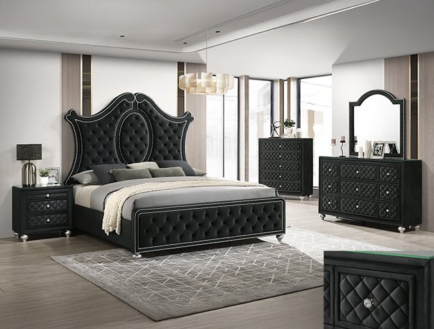 B2180 SETB2180 CAMEO PANEL BEDROOM GROUP - BLACK