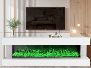 A85 TV STAND W/FIREPLACE (WHITE)