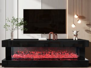 A86 TV STAND W/FIREPLACE (BLACK)