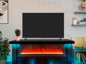 A88 TV STAND W/FIREPLACE 71"L (BLACK)
