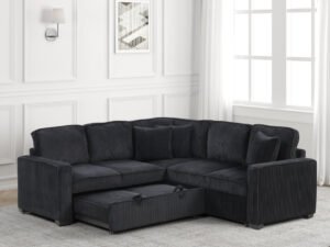 Ariel Black Sectional With Pull-Out Bed