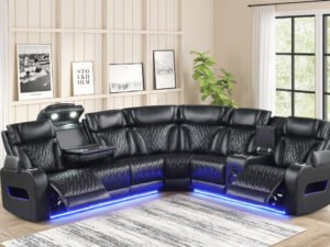 Barcelona Black Power Reclining Sectional (Power Headrests)