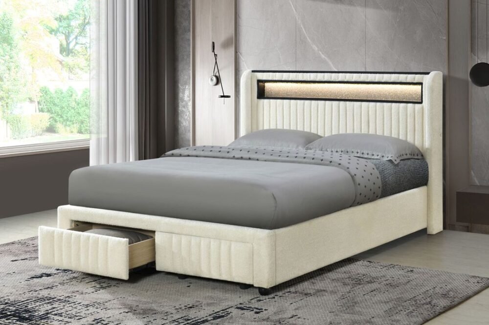 Cupid Beige Platform Bed - Twin, Full