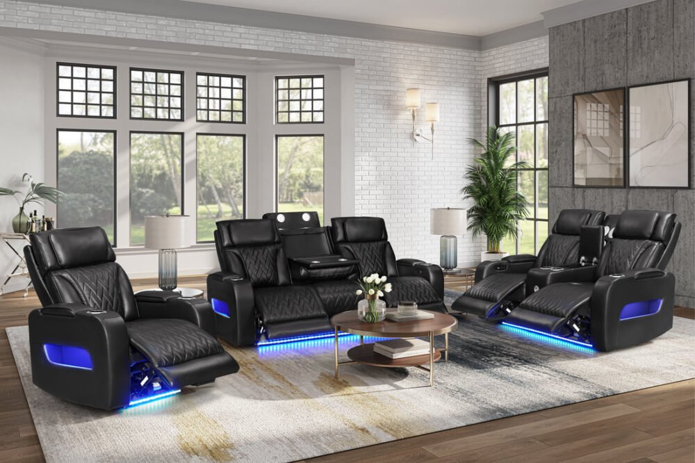 dubai-black-20_orig DUBAI 3PC Black Power Reclining Set