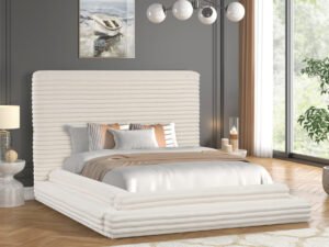 Mariah Beige Platform Bed - Queen, King