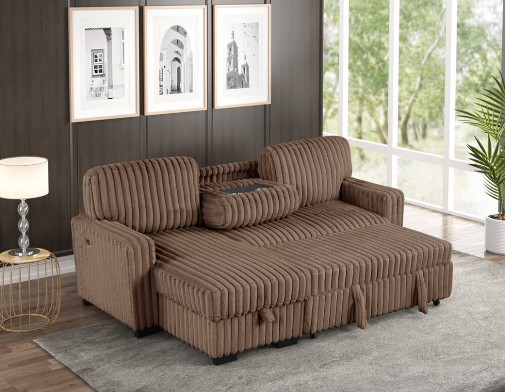 poland-mocha_orig Poland Mocha Reversible Sectional With Pull-Out Bed