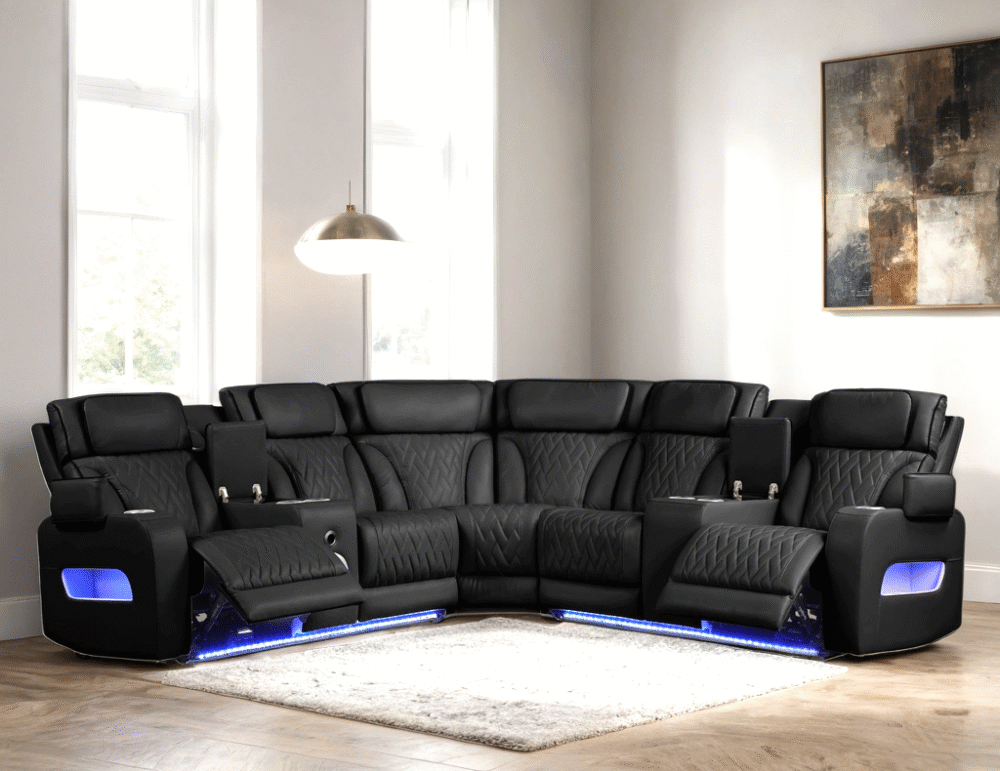 spain-black_orig Spain Black Power Reclining Sectional (Power Headrests)