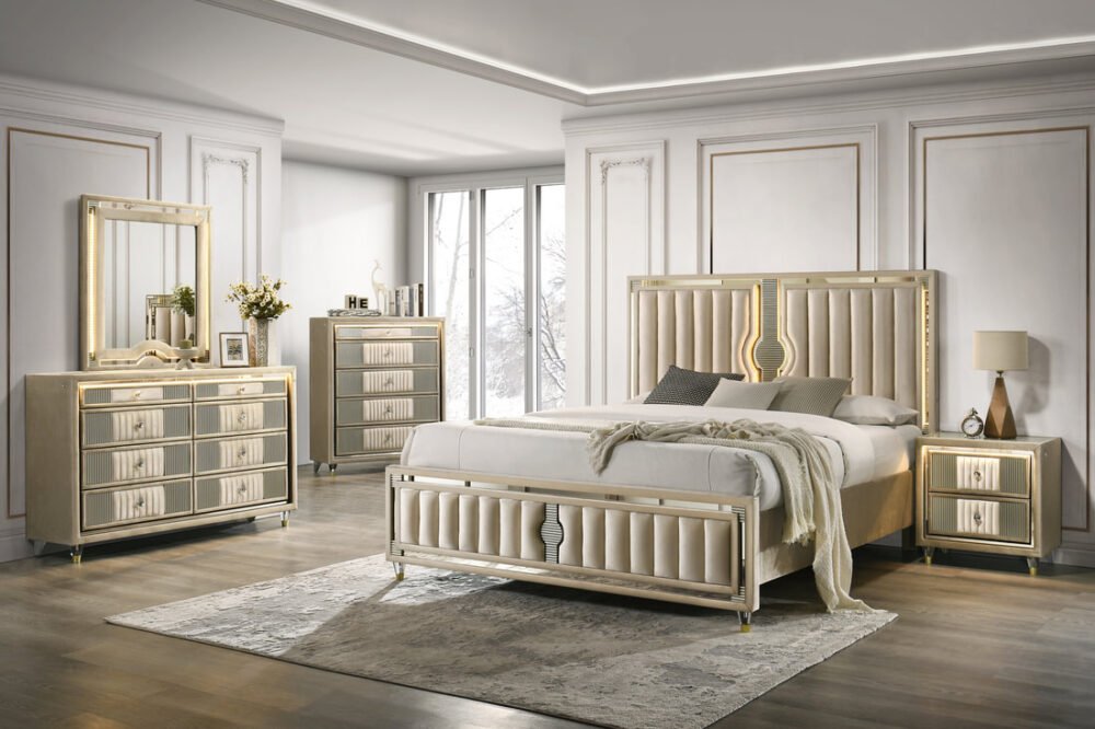 Venetian 4pc or 5pc Platform Bedroom Set - Queen, King