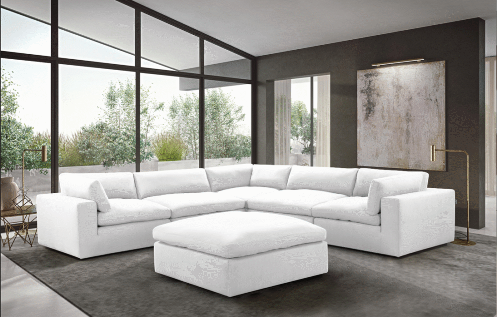 xlcloud-background_orig XL CLOUD WHITE Sectional + Ottoman Set